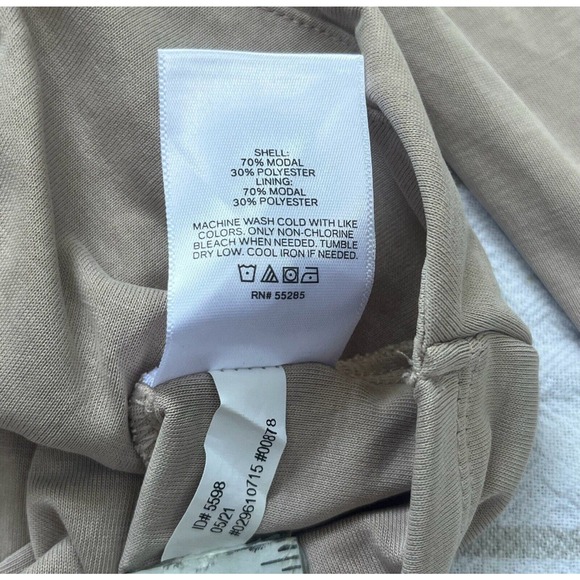 Express Size S Slinky Tan Neutral Crossover Top Ruched Surplice Modal Stretchy - Picture 8 of 12